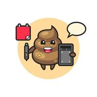 Illustration of poop mascot as a graphic designer vector