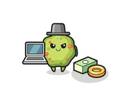 Mascot Illustration of puke as a hacker vector