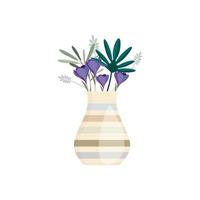 Spring flowers. Beautiful buds branches in vases summer flowers vector