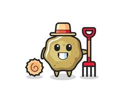 Mascot character of loose stools as a farmer vector