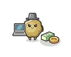 Mascot Illustration of loose stools as a hacker vector