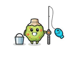 Mascot character of puke as a fisherman vector