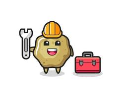 Mascot cartoon of loose stools as a mechanic vector