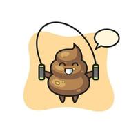 poop character cartoon with skipping rope vector