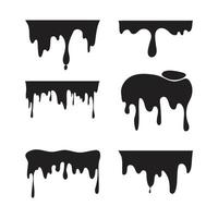 Black dripping ink. Isolated spots of paint, floating oil blots