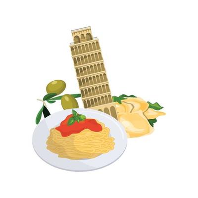 hand drawn set of Italian food cartoon