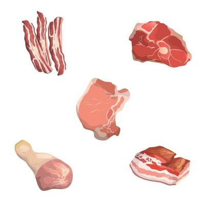 Vector cartoon meat elements