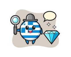 Illustration of greece flag badge character with a diamond vector