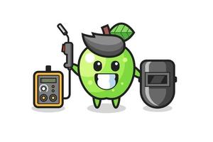 Character mascot of green apple as a welder vector
