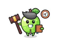 Mascot cartoon of green apple as a judge vector