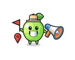 Character cartoon of green apple as a tour guide vector