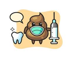 Mascot character of poop as a dentist vector