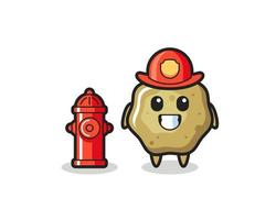 Mascot character of loose stools as a firefighter vector