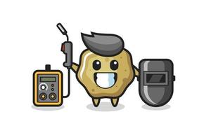 Character mascot of loose stools as a welder vector