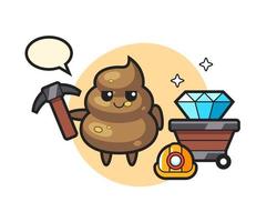 Character Illustration of poop as a miner vector