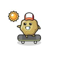 loose stools character illustration ride a skateboard vector