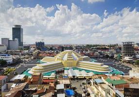 View of central market famous urban landmark in Phnom Penh city Cambodia photo