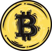 ilustración de dibujado a mano de símbolo de bitcoin