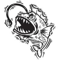 angler fish hand drawn illustration vector