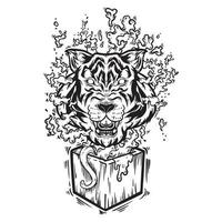 tiger head doodle illustration vector