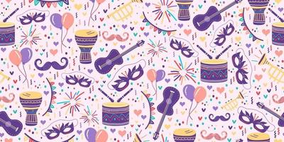 Carnival seamless pattern with festive festa junina drawing vector