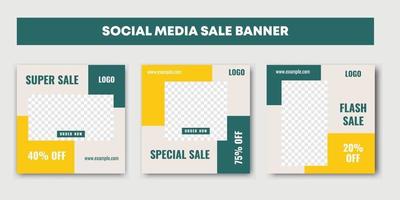 Set collection of editable minimal square template for social media vector