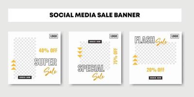 Set collection of editable minimal square template for social media vector