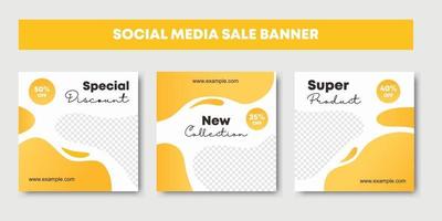 Set collection of editable minimal square template for social media vector