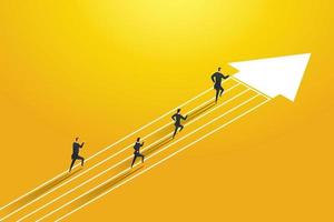 Business people competition run on the arrows to goal. vector