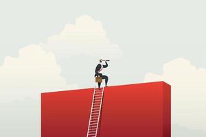 Businessman climbing ladder for vision. vector