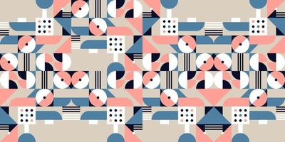 Abstract geometric mural colorful seamless pattern in Bauhaus style vector