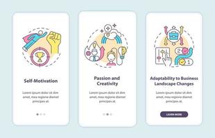 Startup launch requirements onboarding mobile app page screen vector