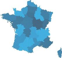 Blue circle France map on white background.