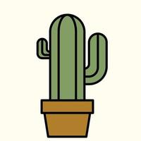 Simplicity cactus plant outline drawing flat design. vector