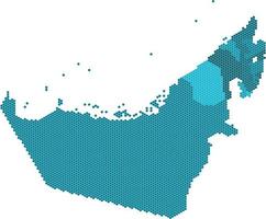 Blue hexagon United Arab Emirates map on white background. vector