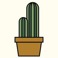 Simplicity cactus plant outline drawing flat design. vector