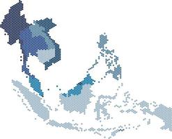 Circle shape South east Asia and nearby countries map. vector