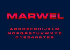 Superhero movie poster style font alphabet and number template vector