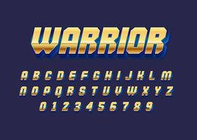 shiny gold metal custom font alphabet and number vector