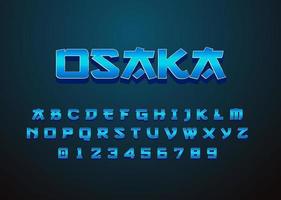 Retro futuristic japanese style font alphabet and number vector