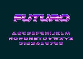 futuristic techno style text effect. Custom font alphabet and number vector