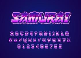 Retro futuristic japanese style custom font alphabet and number vector