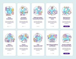 Startup launch onboarding mobile app page screen set vector