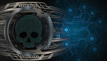 cyber hacker attack background, skull vector