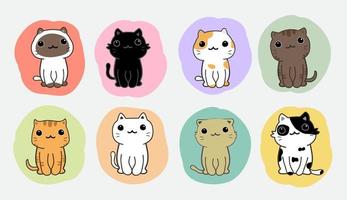 cute cats cartoon set vector