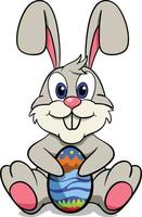 Easter Bunny Rabbit with Egg Basket. Cute Rabbit Character.