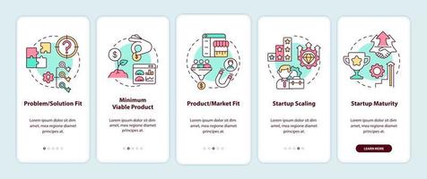 Startup lifecycle phases onboarding mobile app page screen vector