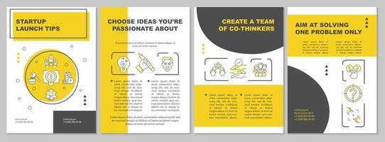 Startup launch tips yellow brochure template vector