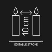 Distance between candles white linear manual label icon for dark theme vector