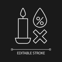 Keep candles in dry spot white linear manual label icon for dark theme vector